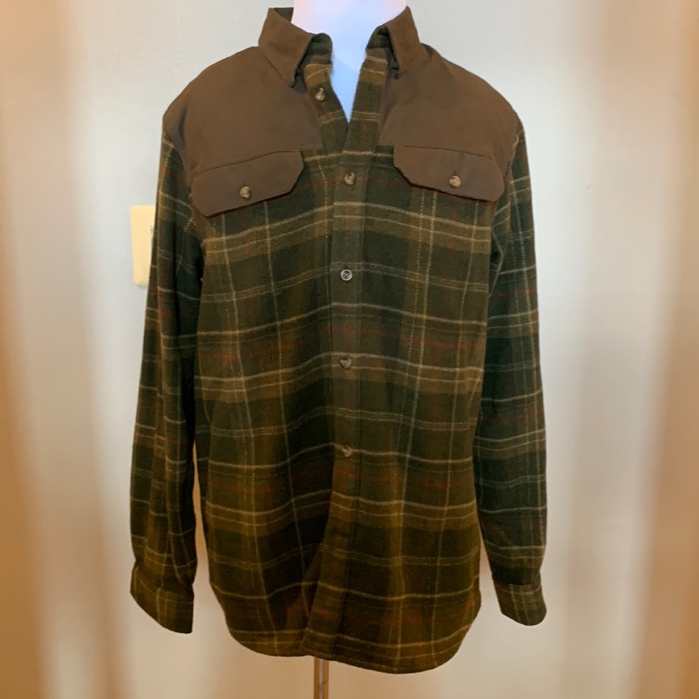 Fjallraven Granit Shirt Mens Large Dark Olive & Green Wool